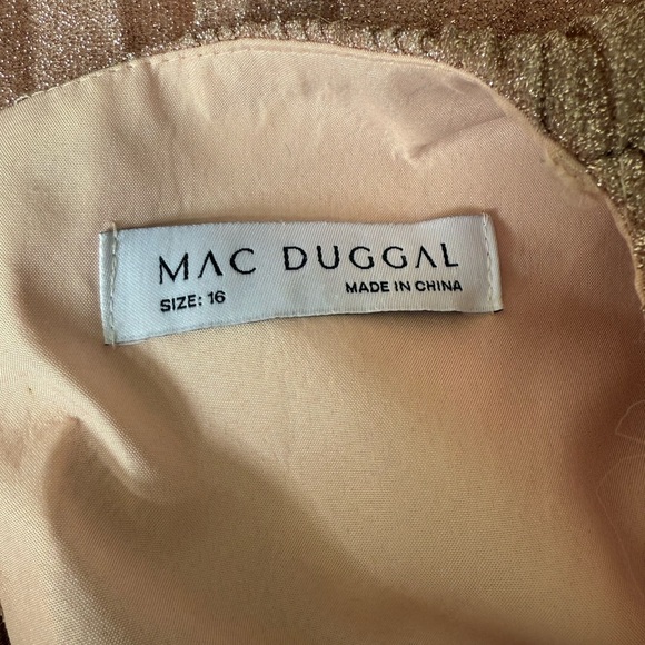 Mac Duggal Rose Gold Metallic Pleated A-Line Midi Cocktail Dress Size 16 - Picture 8 of 9